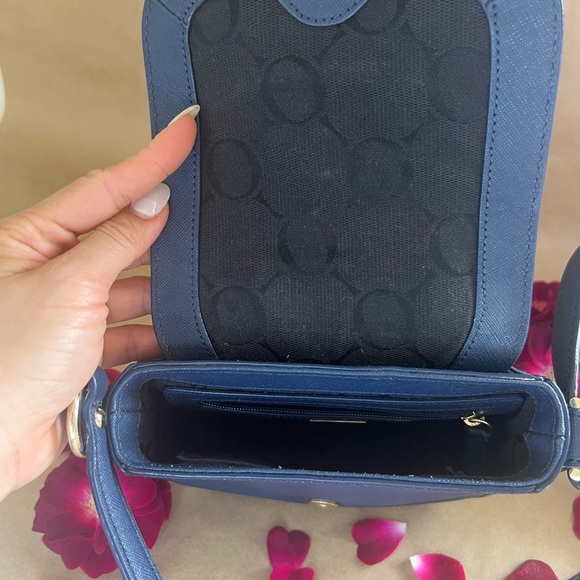 Oroton Bags Oroton Navy Blue Leather Crossbody Bag Poshmark